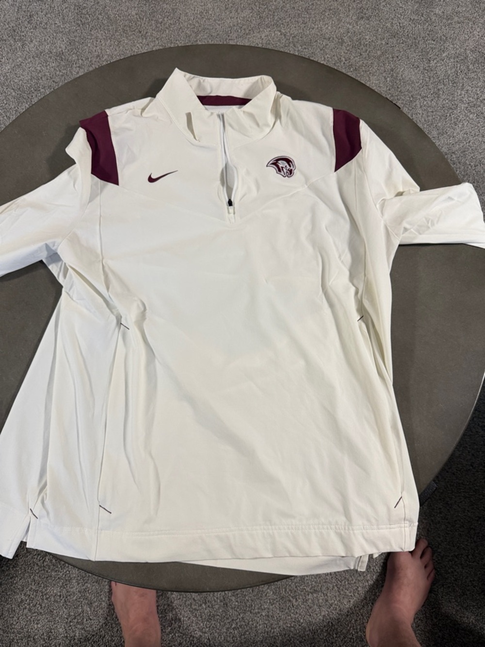 Nike White Quarter-Zip Pullover with Maroon Accents